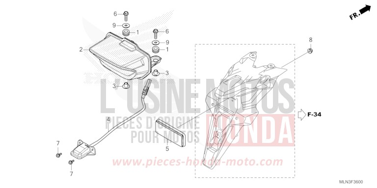 FEU ARRIERE/FEU D'IMMATRICULATION de Africa Twin MAT BALLISTIC BLACK METALLIC (NHA86) 2024